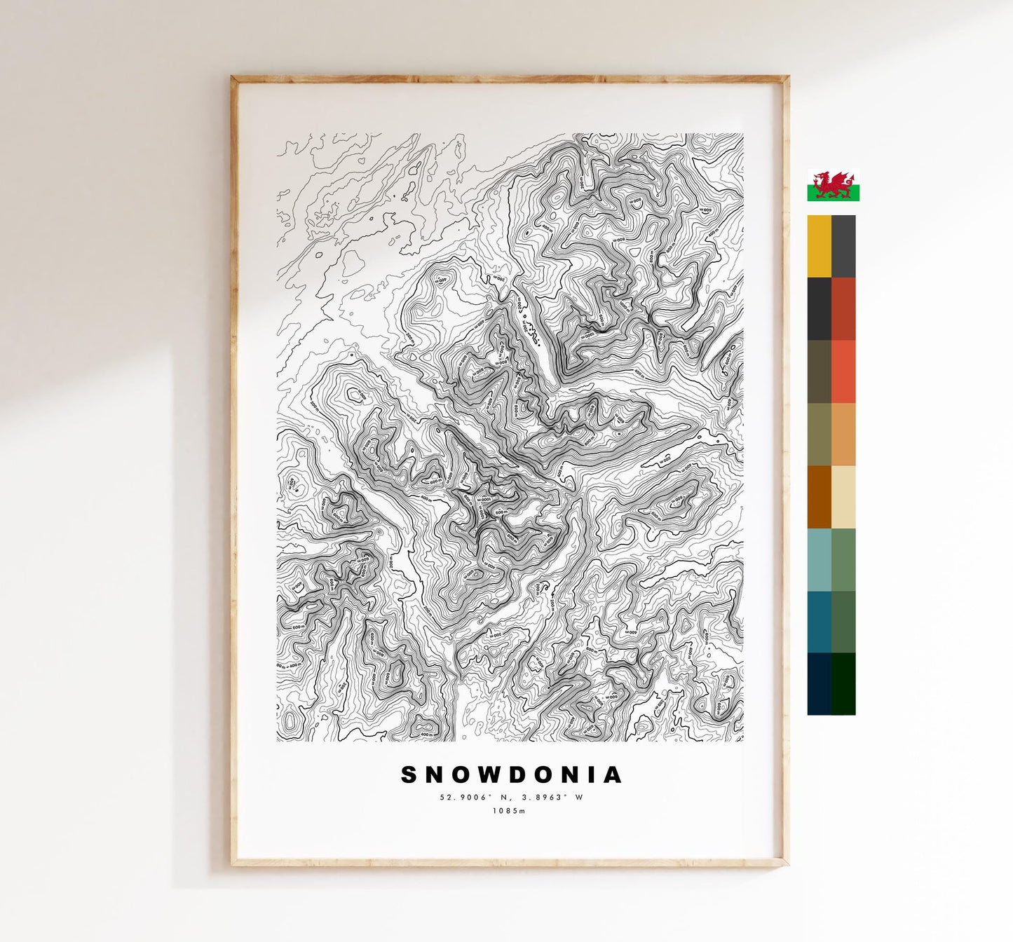Snowdonia Print - Contour Map -  Snowdonia Map - Topographic Map - Print - Poster - Wall Art - Snowdonia Gift - Snowdon - Topography - Wales