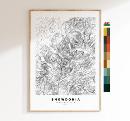 Snowdonia Print - Contour Map -  Snowdonia Map - Topographic Map - Print - Poster - Wall Art - Snowdonia Gift - Snowdon - Topography - Wales