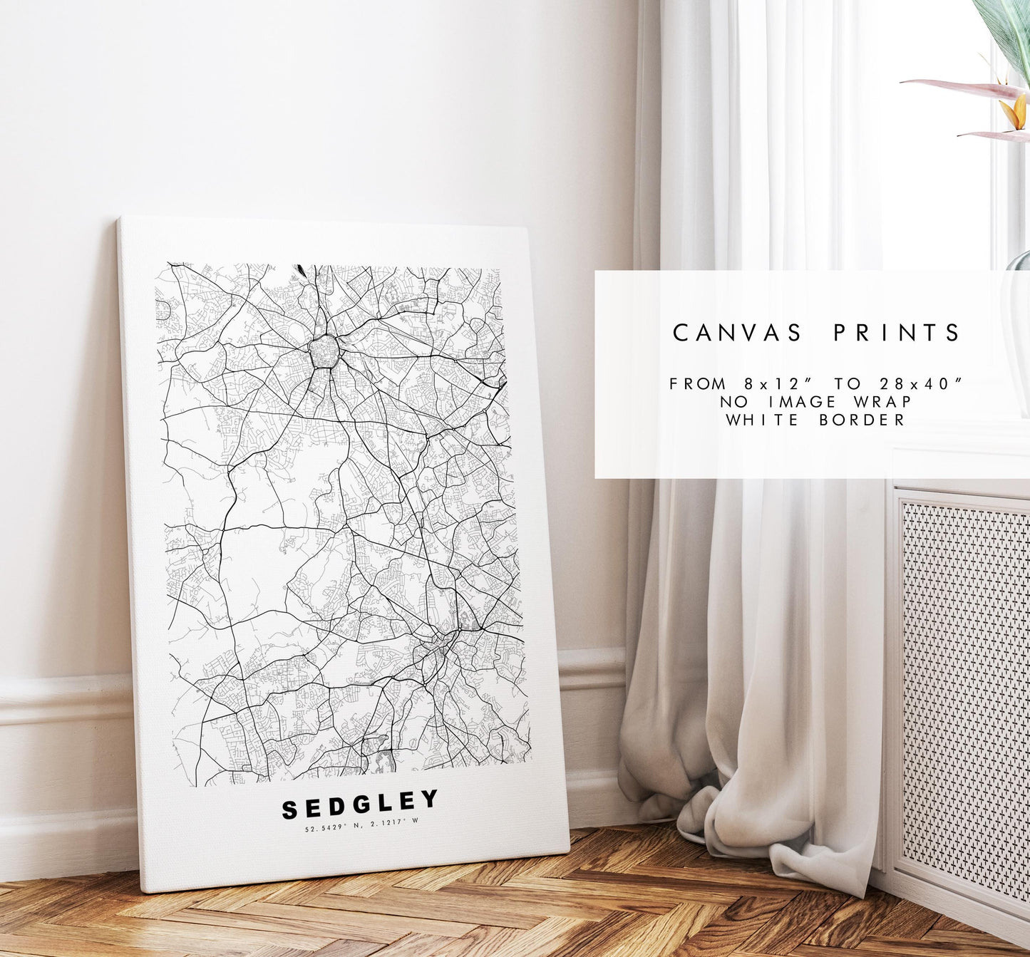 Sedgley Map Print - Minimalist City Map Poster - Map Art - UK - Sedgley Print - Sedgley, West Midlands - Different Colours Available