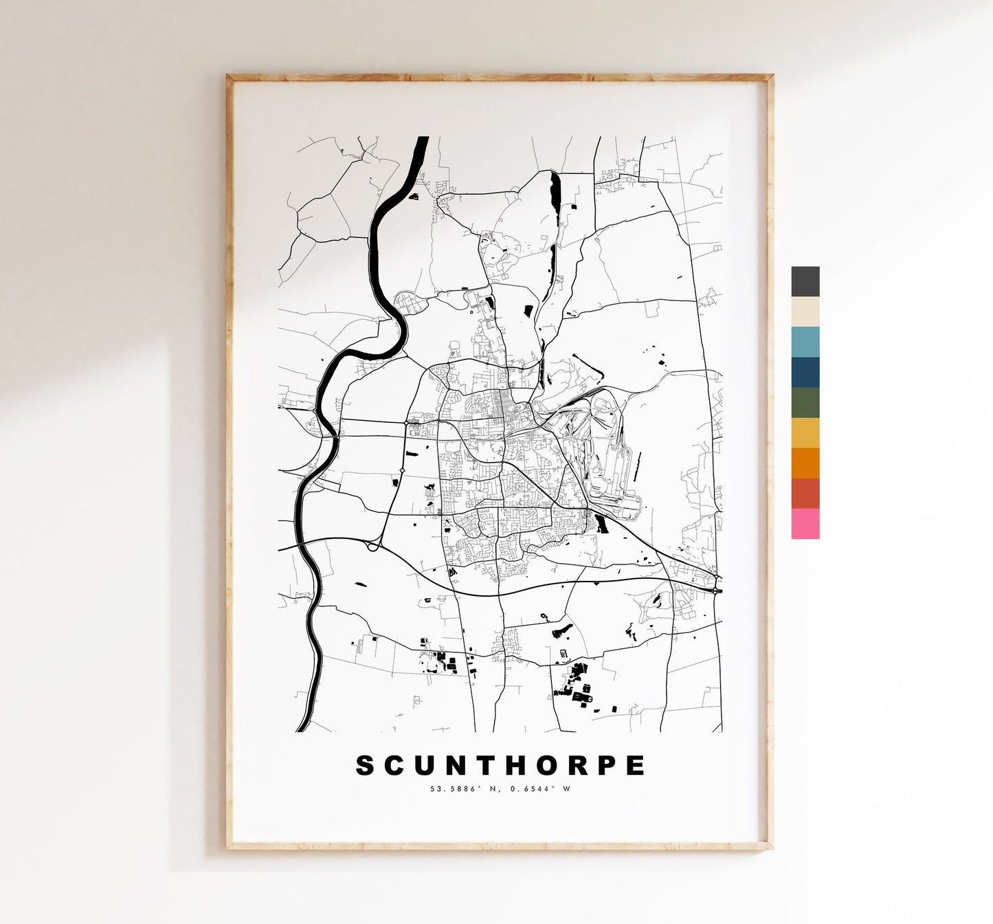 Scunthorpe Map Print - Minimalist City Map Poster - Map Art - UK - Scunthorpe Print - Scunthorpe Poster - Different Colours Available