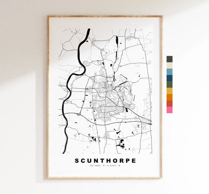 Scunthorpe Map Print - Minimalist City Map Poster - Map Art - UK - Scunthorpe Print - Scunthorpe Poster - Different Colours Available