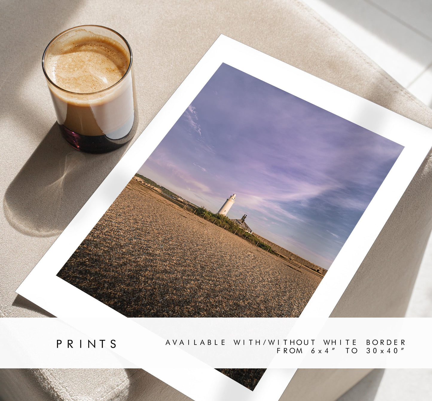 Hurst Point Lighthouse Sunset Photography Print - Hampshire Photography Prints - Wall Art -  Frame and Canvas Options - Portrait  - UK