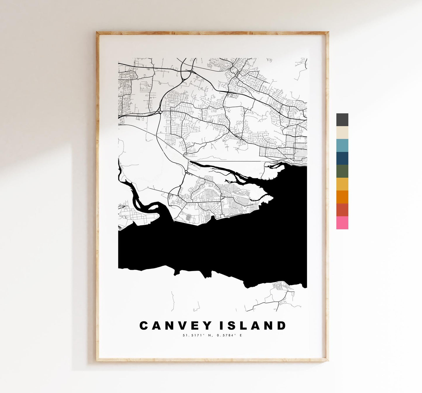 Canvey Island Map Print - Minimalist City Map Poster - Map Art - UK - Canvey Island Print - Essex - Different Colours Available