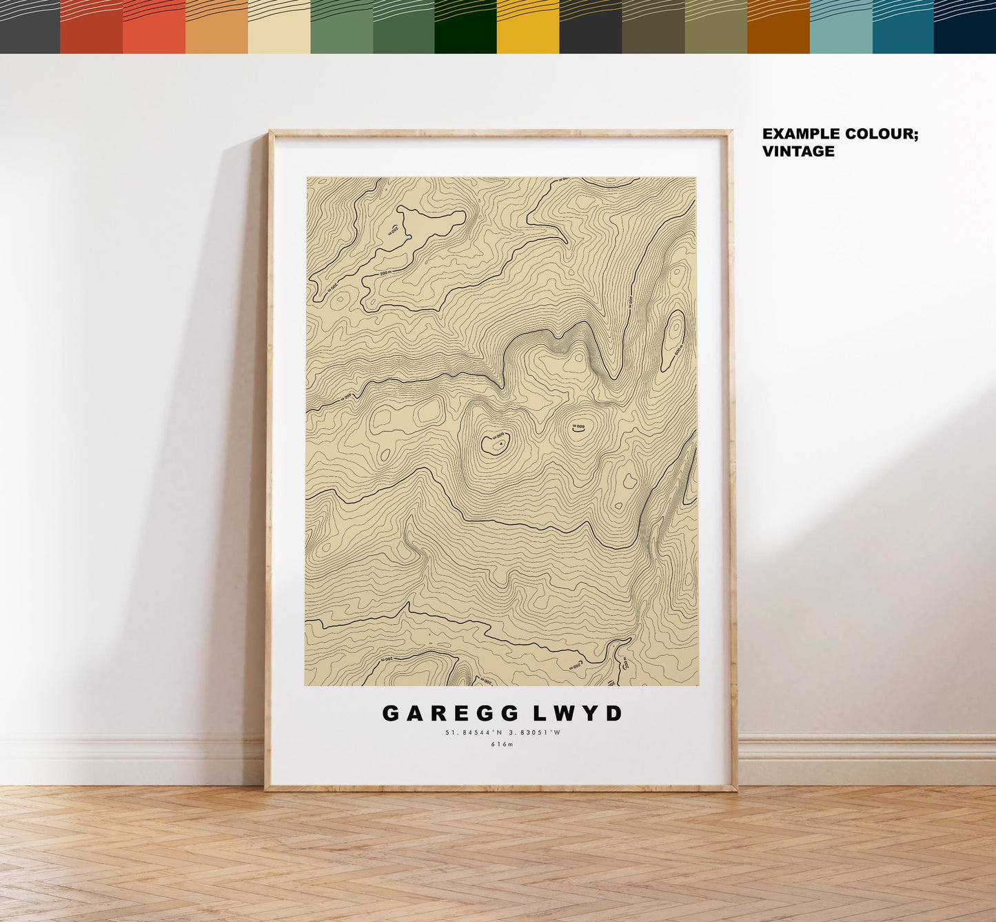 Garreg Lwyd Print - Contour Map - Black Mountain - Wales - Topographic Map - Print - Wall Art - Garreg Lwyd - Contour Map - Topography