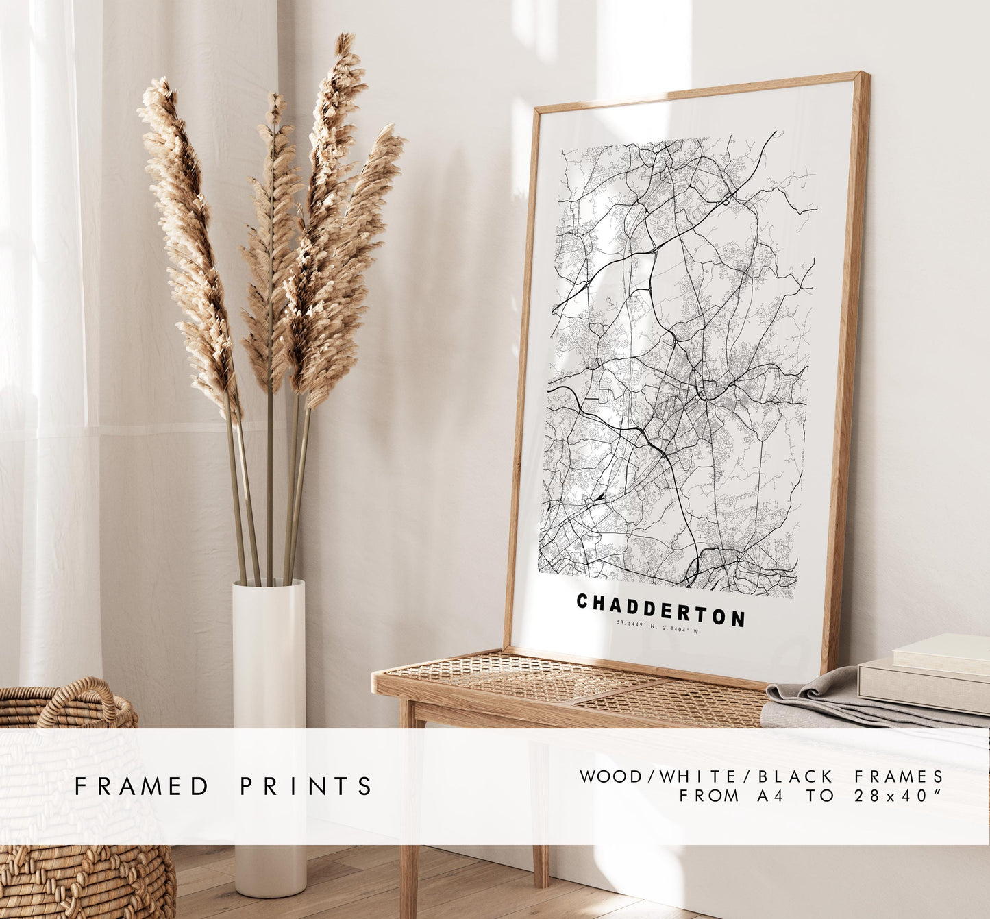 Chadderton Map Print - Minimalist City Map Poster - Map Art - UK - Chadderton Print - Chadderton, Manchester - Different Colours Available