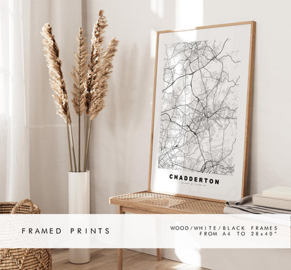 Chadderton Map Print - Minimalist City Map Poster - Map Art - UK - Chadderton Print - Chadderton, Manchester - Different Colours Available