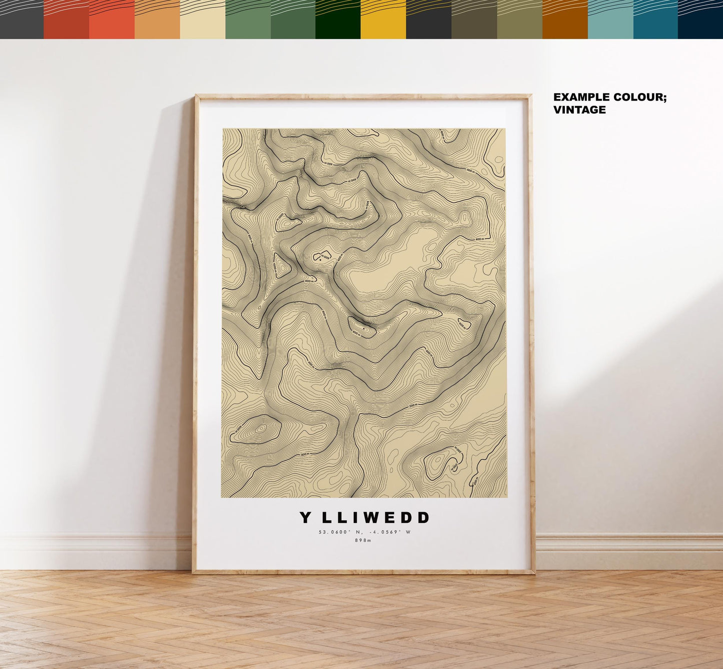 Y Lliwedd Print - Contour Map - Snowdonia - Wales - Topographic Map - Print - Poster - Wall Art -  Y Lliwedd Poster - Gift - Topography