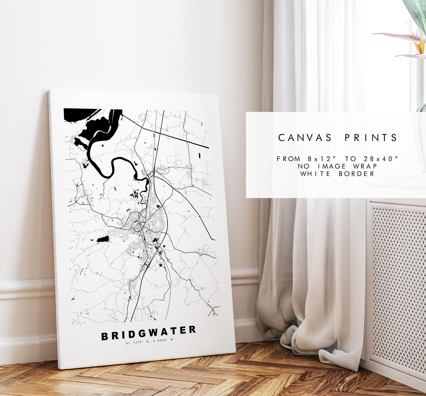 Bridgwater Map Print - Minimalist City Map Poster - Map Art - UK - Bridgwater Print - Bridgwater, Somerset - Different Colours Available