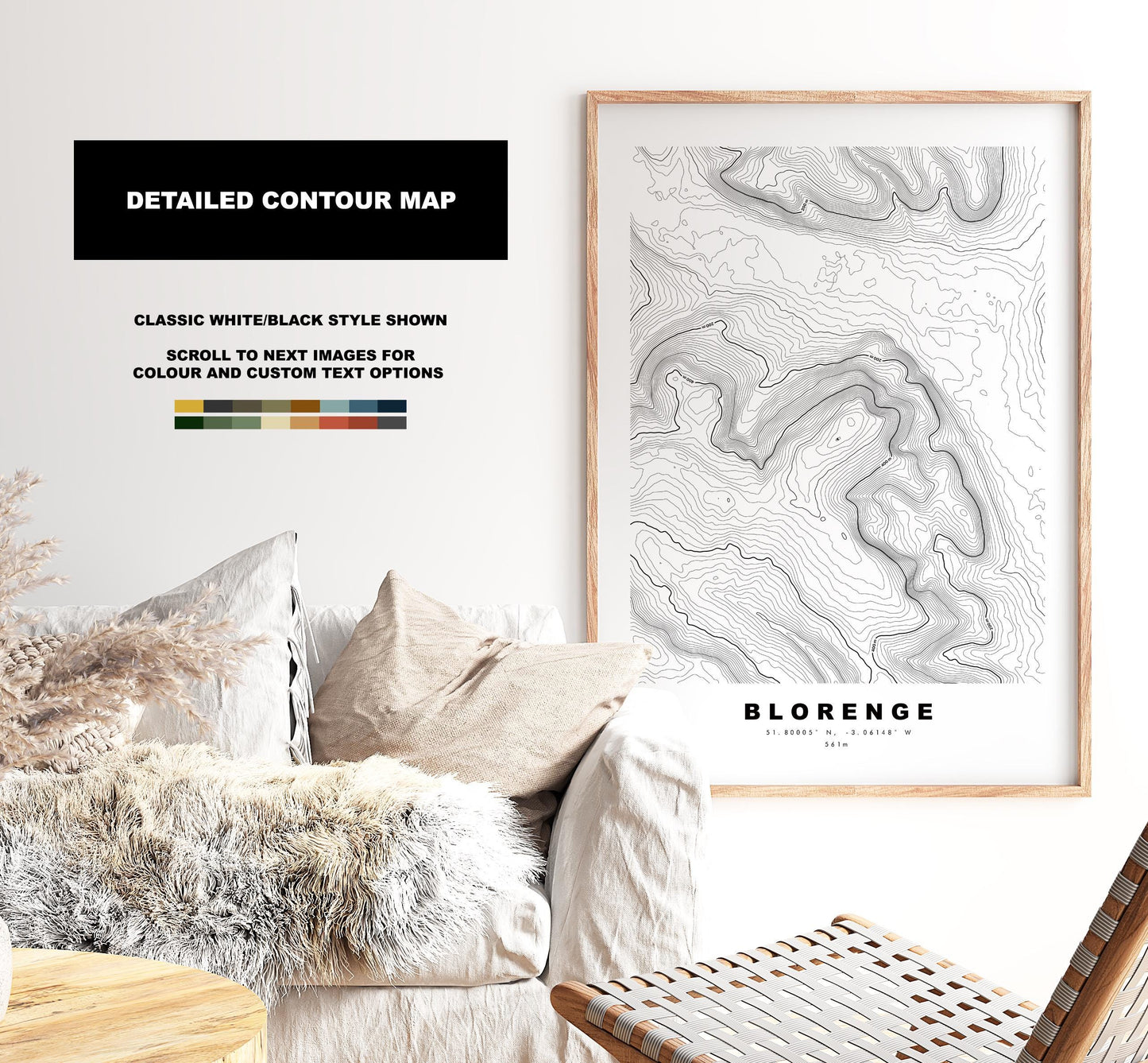 Blorenge Print - Contour Map - Brecon Beacons - Wales - Topographic Map - Wall Art - Blorenge Contour Map - Topography - Abergavenny