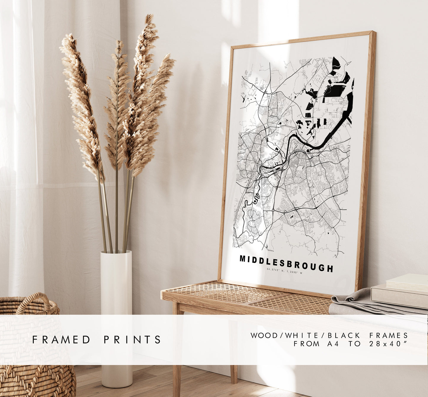 Middlesbrough Map Print - Minimalist City Map Poster - Map - UK - Middlesbrough Print - Middlesbrough Poster - Different Colours Available