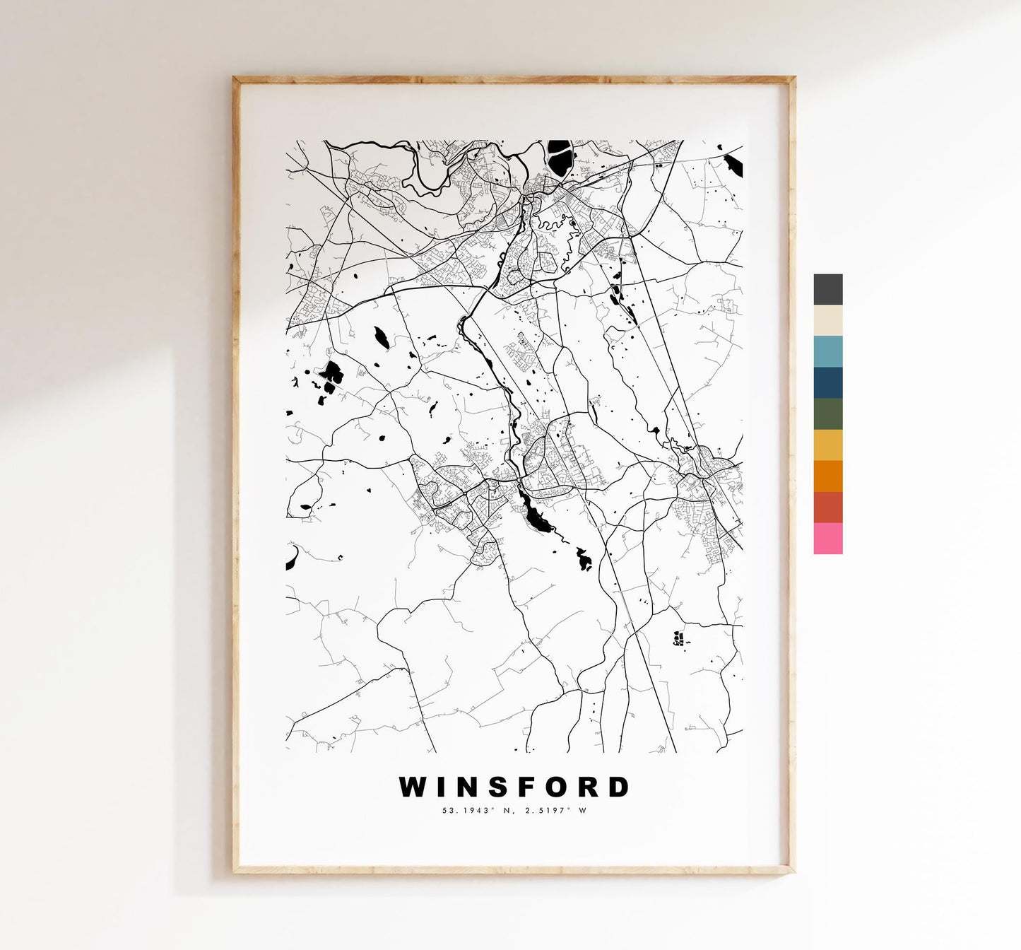 Winsford Map Print - Minimalist City Map Poster - Map Art - UK - Winsford Print - Winsford, Cheshire - Different Colours Available