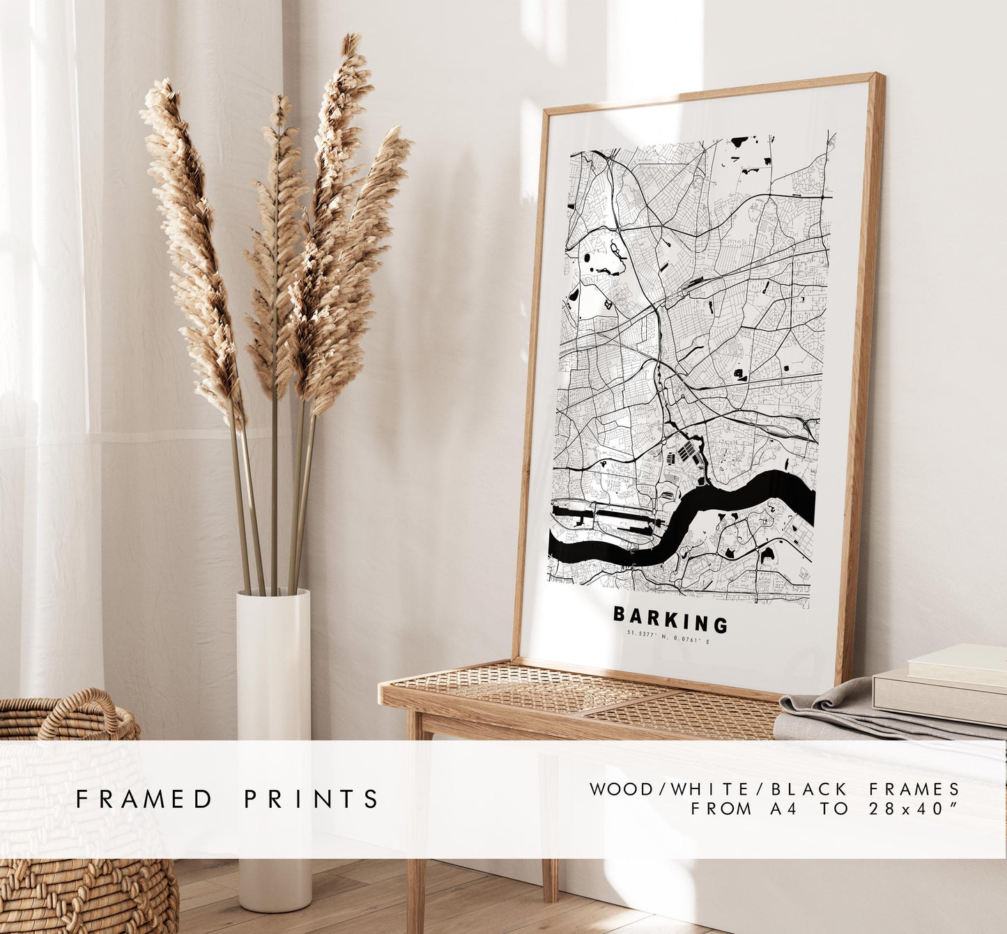 Barking Map Print - Minimalist City Map Poster - Map Art - UK - Barking Print - Barking, London - Different Colours Available