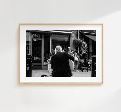 Street Performer Black and White Photography Print - Hampshire Photography Prints - Wall Art -  Frame and Canvas Options - Landscape  - UK