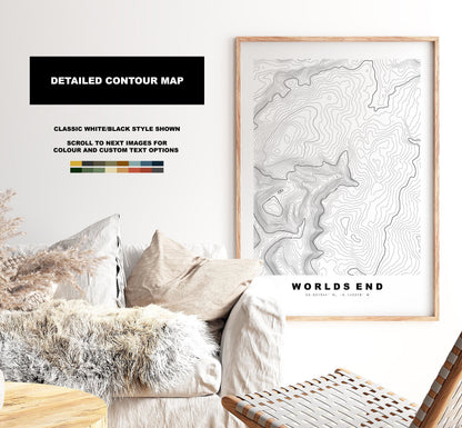 World's End Print - Contour Map - Eglwyseg - Wales - Topographic Map - Print - Poster - Wall Art - Eglwyseg Valley - Map - Pen Draw'r Byd