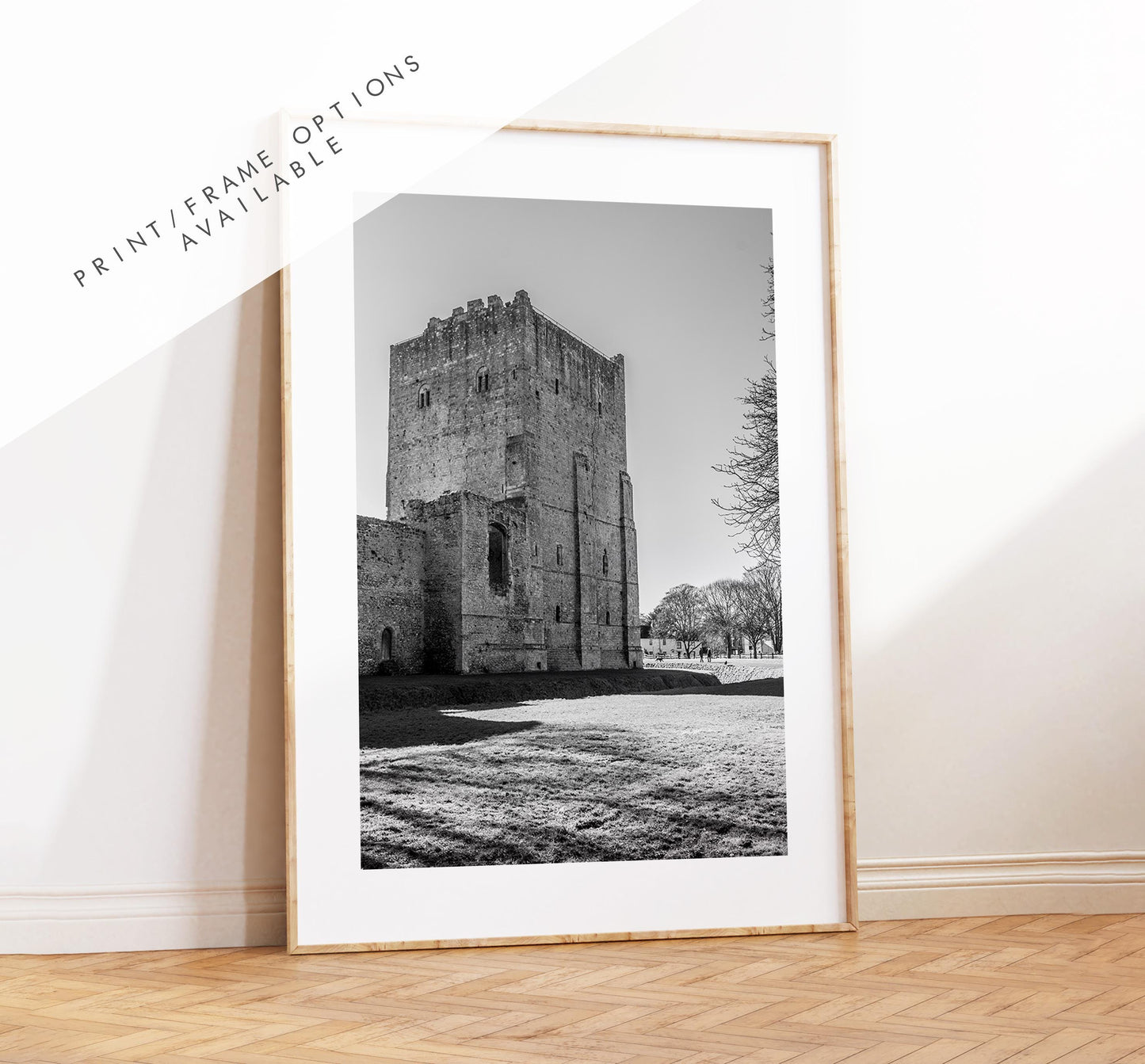 Portchester Castle Photography Print - Hampshire Photography Prints - Wall Art -  Frame and Canvas Options - Black and White - Portrait - UK