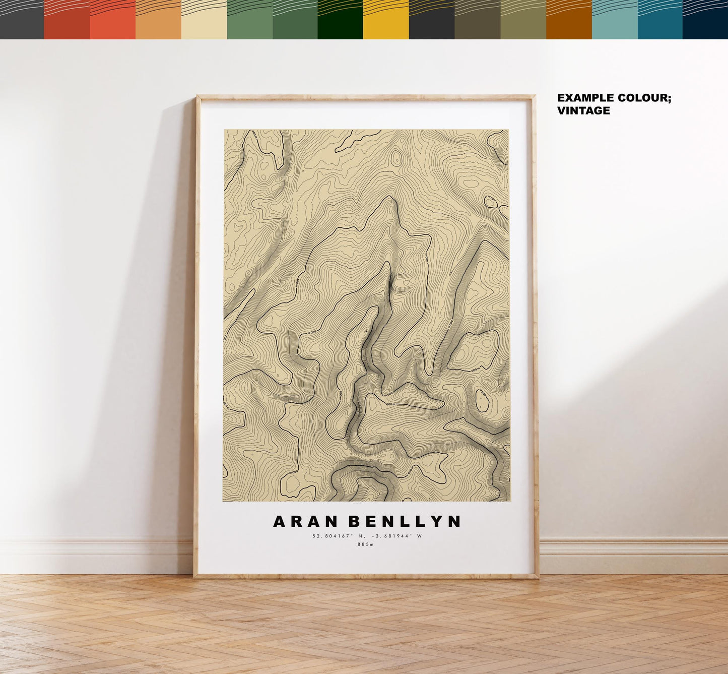Aran Benllyn Print - Contour Map - Snowdonia - Wales - Topographic Map - Print - Poster - Wall Art -  Aran Benllyn Poster - Gift