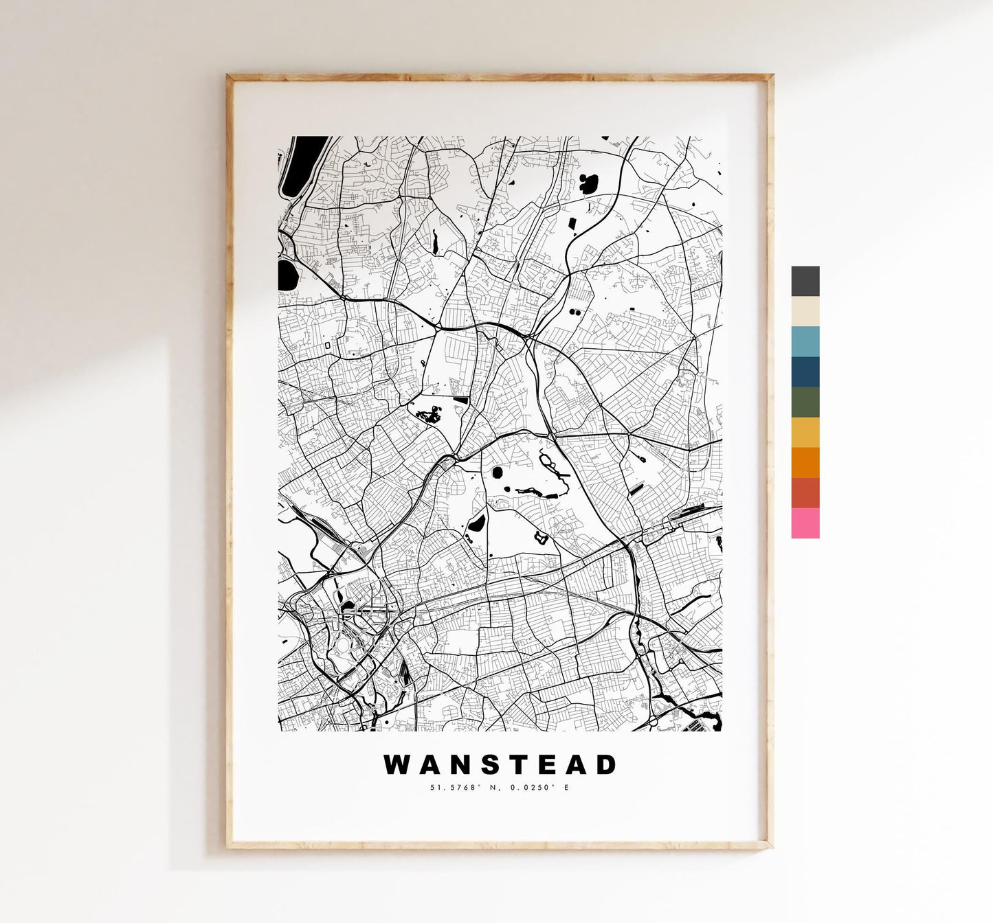 Wanstead Map Print - Minimalist City Map Poster - Map Art - UK - Wanstead Print - Wanstead, London - Different Colours Available
