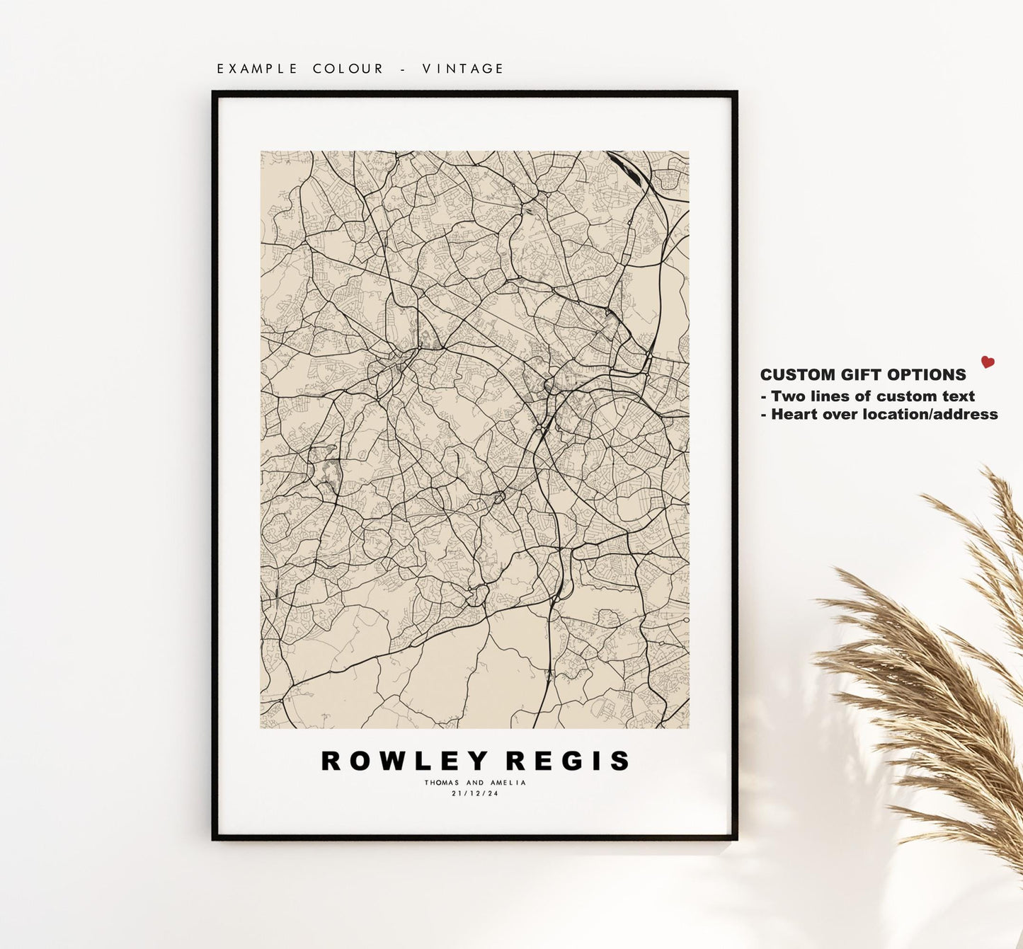 Rowley Regis Map Print - Minimalist City Map Poster - Map Art - UK - Rowley Regis Print - West Midlands - Different Colours Available