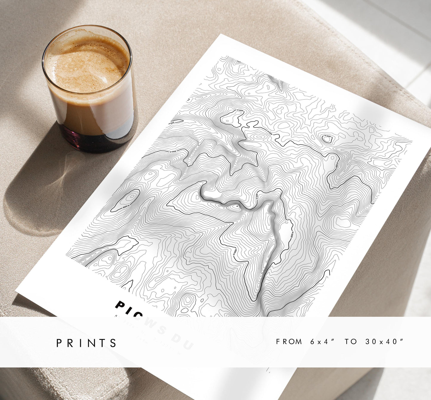 Picws Du Map Print - Contour Map - Picws Du Poster - Wales - Topographic Map - Print - Poster - Wall Art - Carmarthen Fans - Brecon Beacons