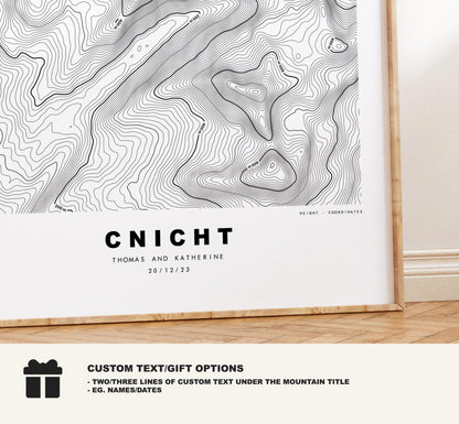 Cnicht Print - Contour Map - Snowdonia - Wales - Topographic Map - Print - Poster - Wall Art - Cnicht Poster - Moelwynion Range