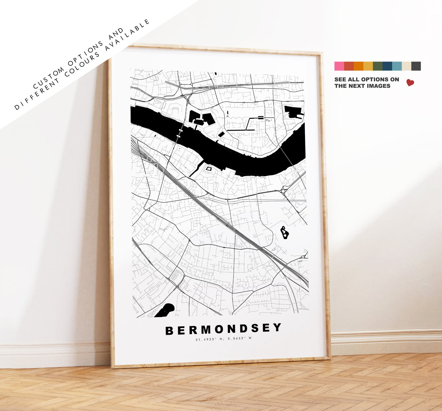 Bermondsey Map Print - Minimalist City Map Poster - Map Wall Art - UK - Bermondsey Print - Bermondsey Poster - Different Colours Available