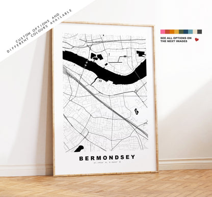 Bermondsey Map Print - Minimalist City Map Poster - Map Wall Art - UK - Bermondsey Print - Bermondsey Poster - Different Colours Available