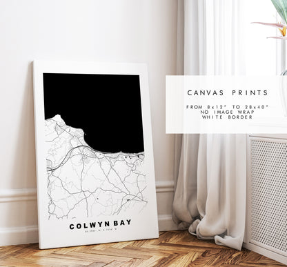 Colwyn Bay Map Print - Minimalist City Map Poster - Map Art - Wales - UK - Colwyn Bay Print - Colwyn Bay Poster - Different Colours Available