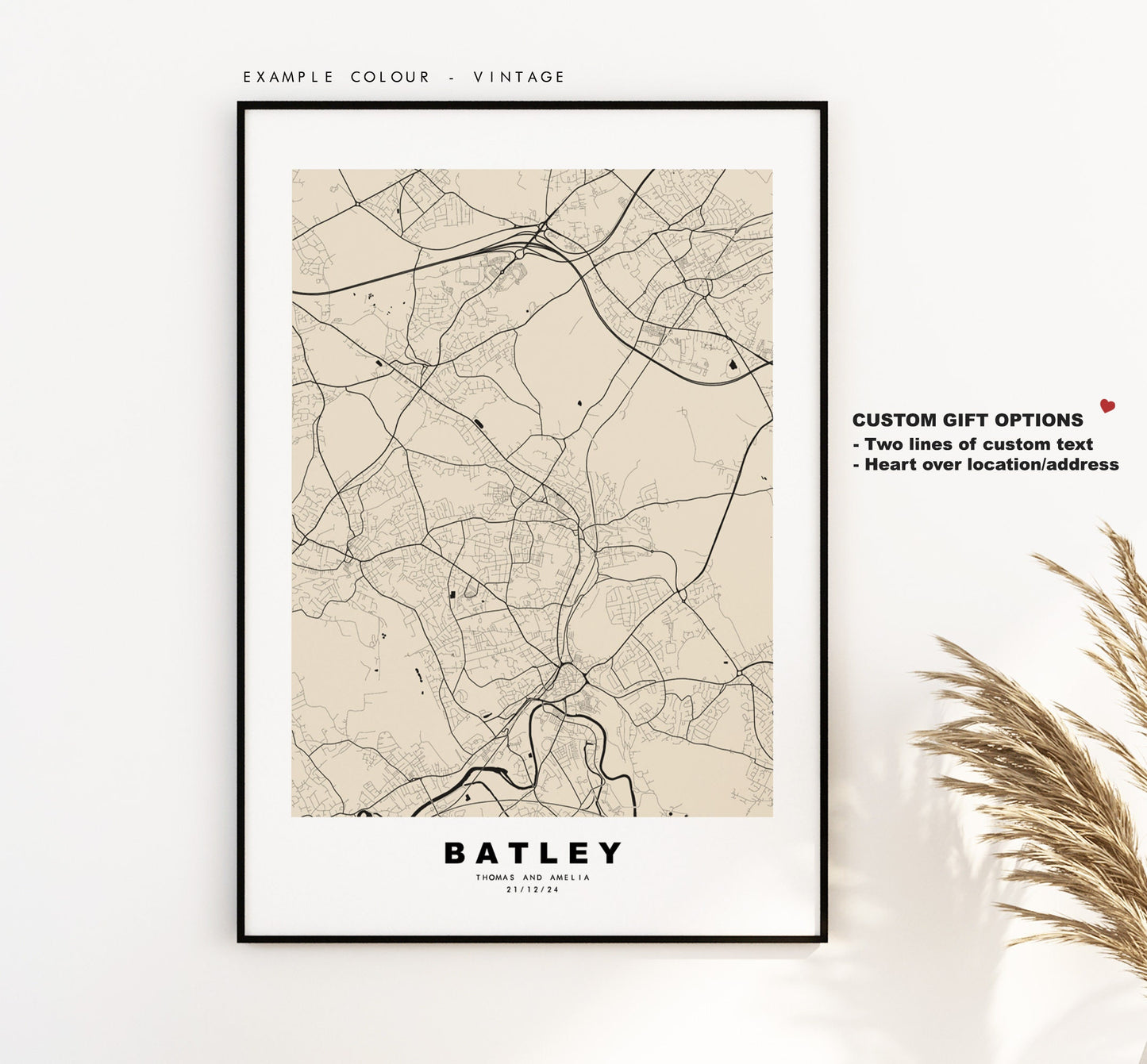 Batley Map Print - Minimalist City Map Poster - Map Art - UK - Batley Print - Batley Poster - Different Colours Available