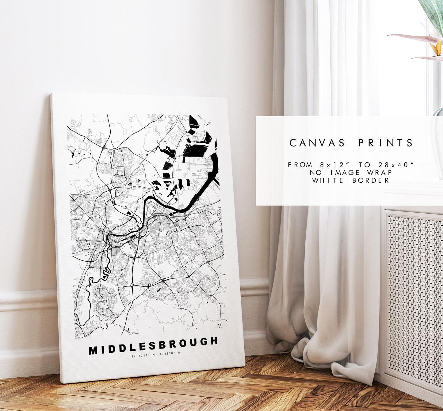 Middlesbrough Map Print - Minimalist City Map Poster - Map - UK - Middlesbrough Print - Middlesbrough Poster - Different Colours Available