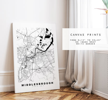 Middlesbrough Map Print - Minimalist City Map Poster - Map - UK - Middlesbrough Print - Middlesbrough Poster - Different Colours Available
