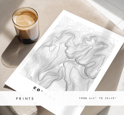 Corn Du Print - Contour Map - Corn Du, Brecon Beacons - Wales - Topographic Map - Wall Art - Corn Du Contour Map - Topography