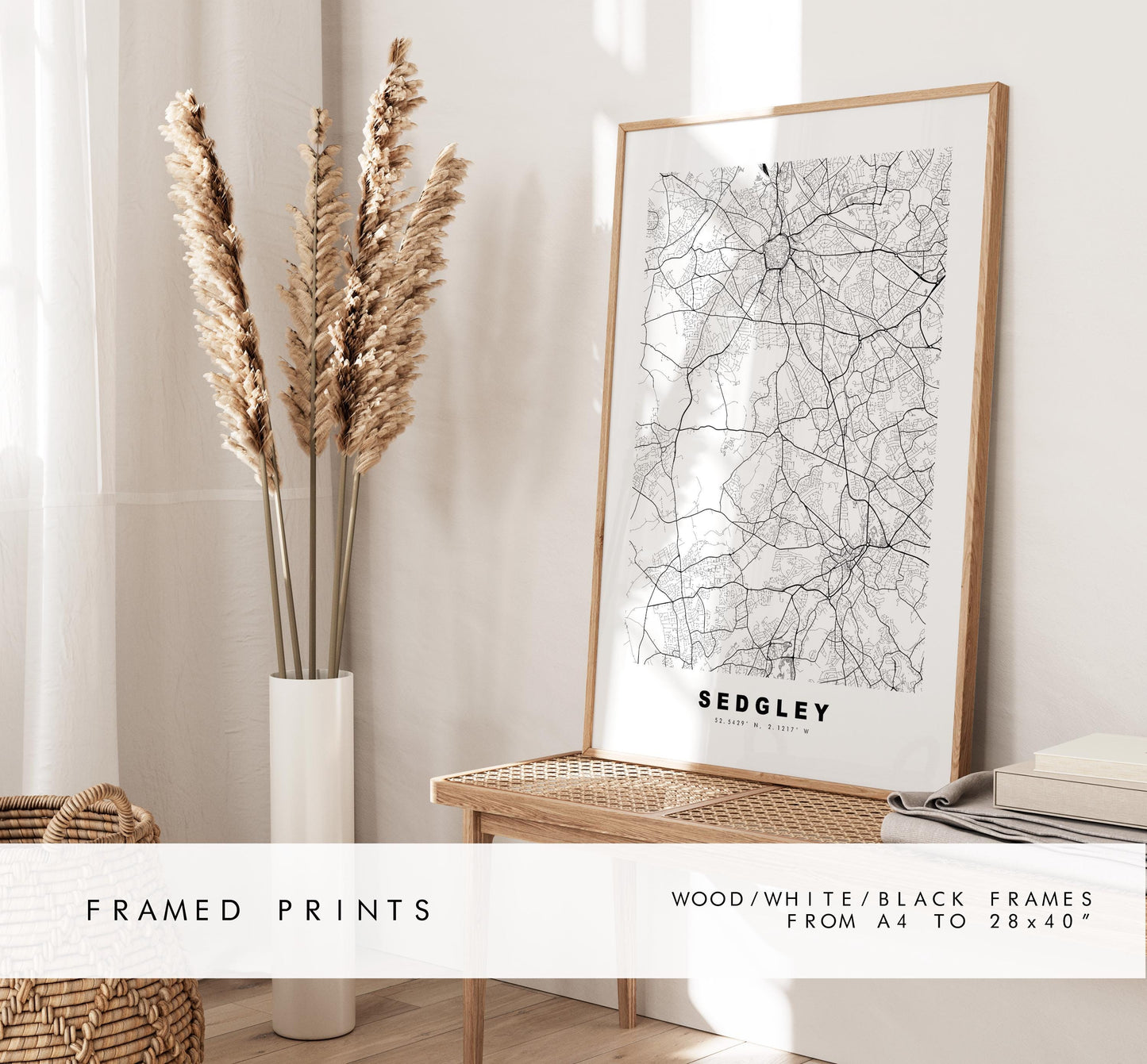 Sedgley Map Print - Minimalist City Map Poster - Map Art - UK - Sedgley Print - Sedgley, West Midlands - Different Colours Available