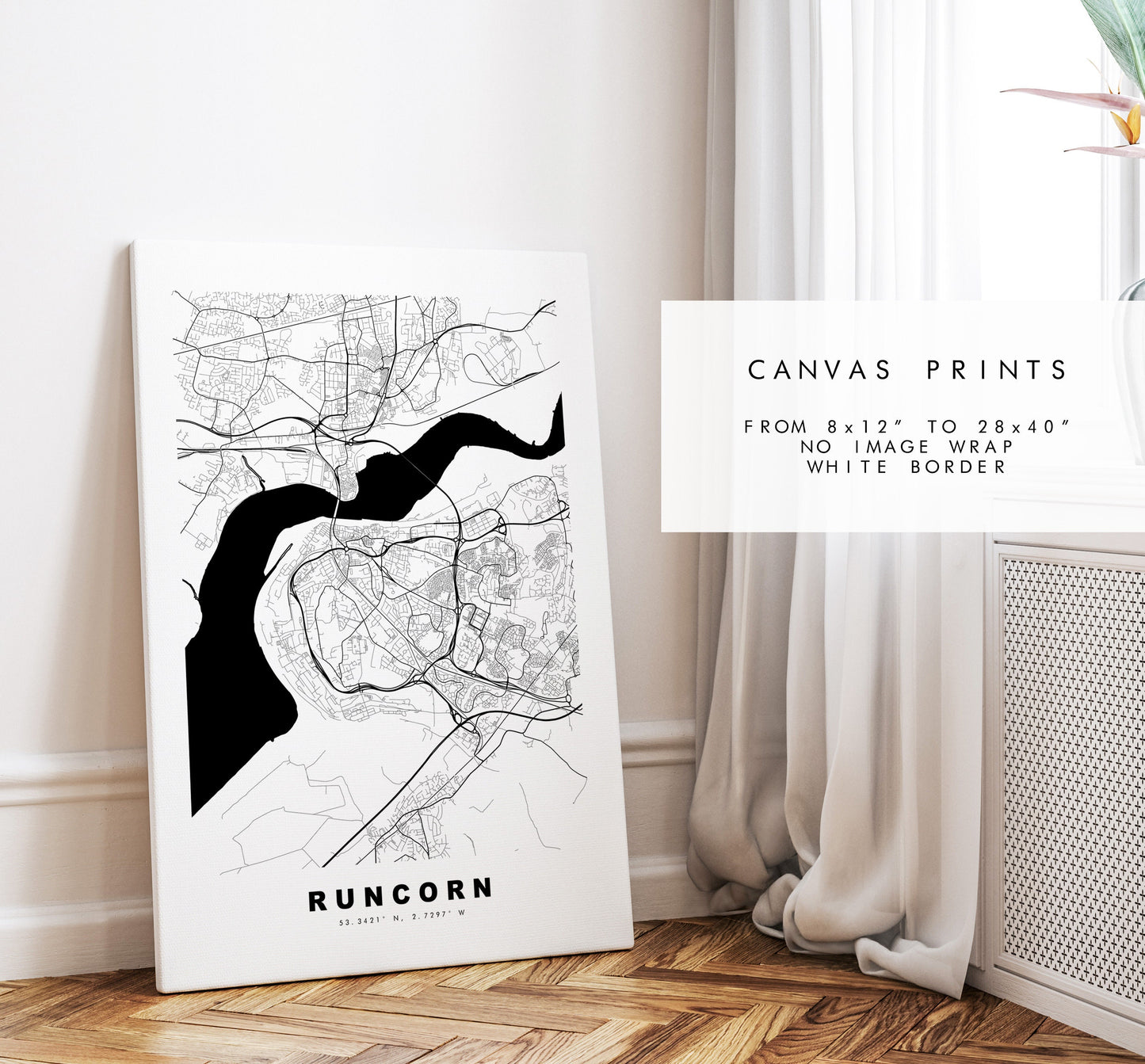 Runcorn Map Print - Minimalist City Map Poster - Map Art - UK - Runcorn Print - Runcorn Poster - Different Colours Available