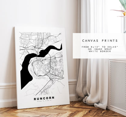 Runcorn Map Print - Minimalist City Map Poster - Map Art - UK - Runcorn Print - Runcorn Poster - Different Colours Available