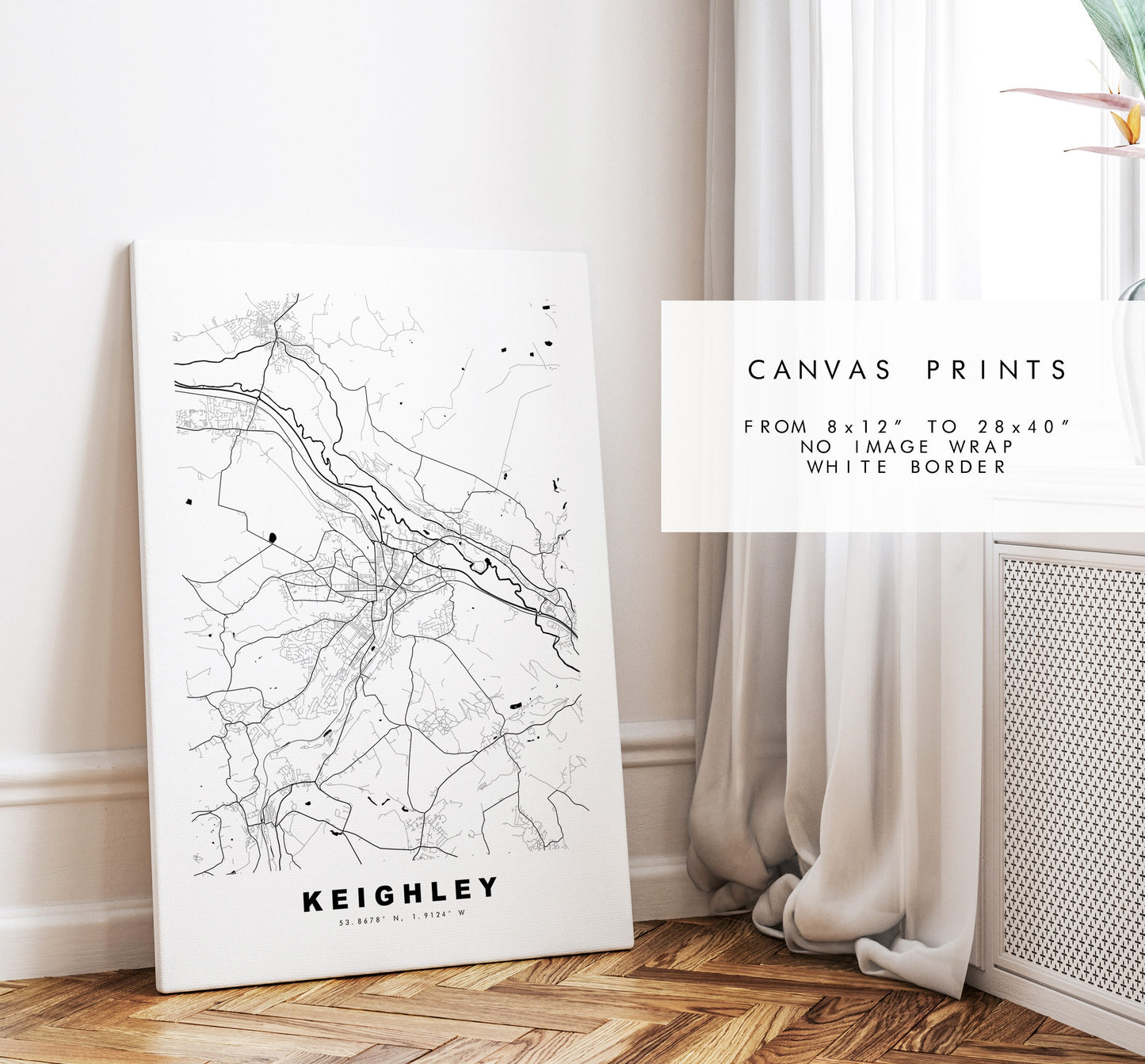 Keighley Map Print - Minimalist City Map Poster - Map Art - UK - Keighley Print - Keighley Poster - Different Colours Available