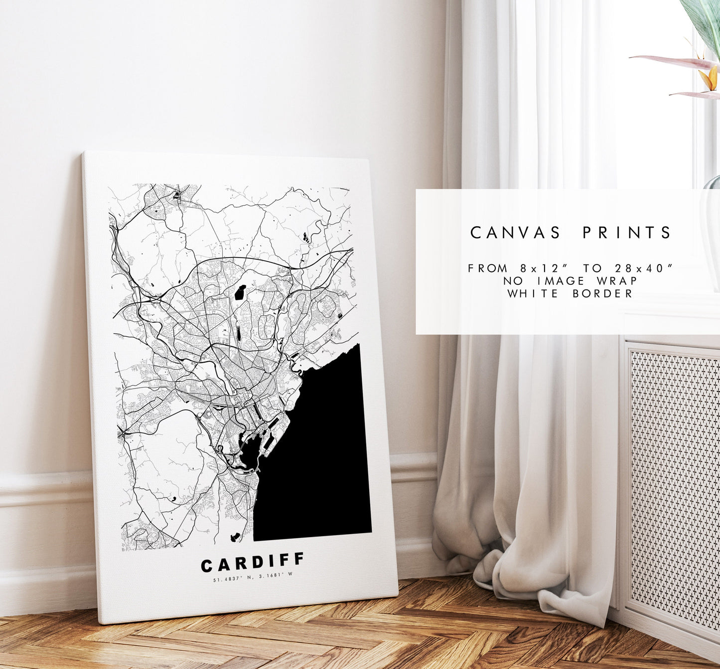 Cardiff Map Print - Minimalist City Map Poster - Map Art - Wales - UK - Cardiff Print - Cardiff Poster - Different Colours Available