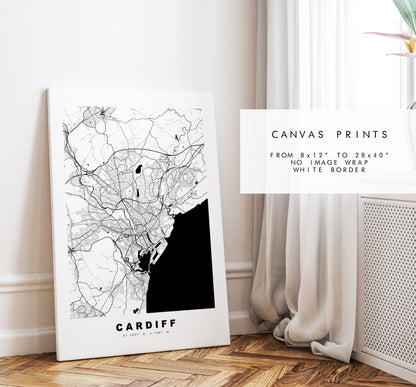 Cardiff Map Print - Minimalist City Map Poster - Map Art - Wales - UK - Cardiff Print - Cardiff Poster - Different Colours Available