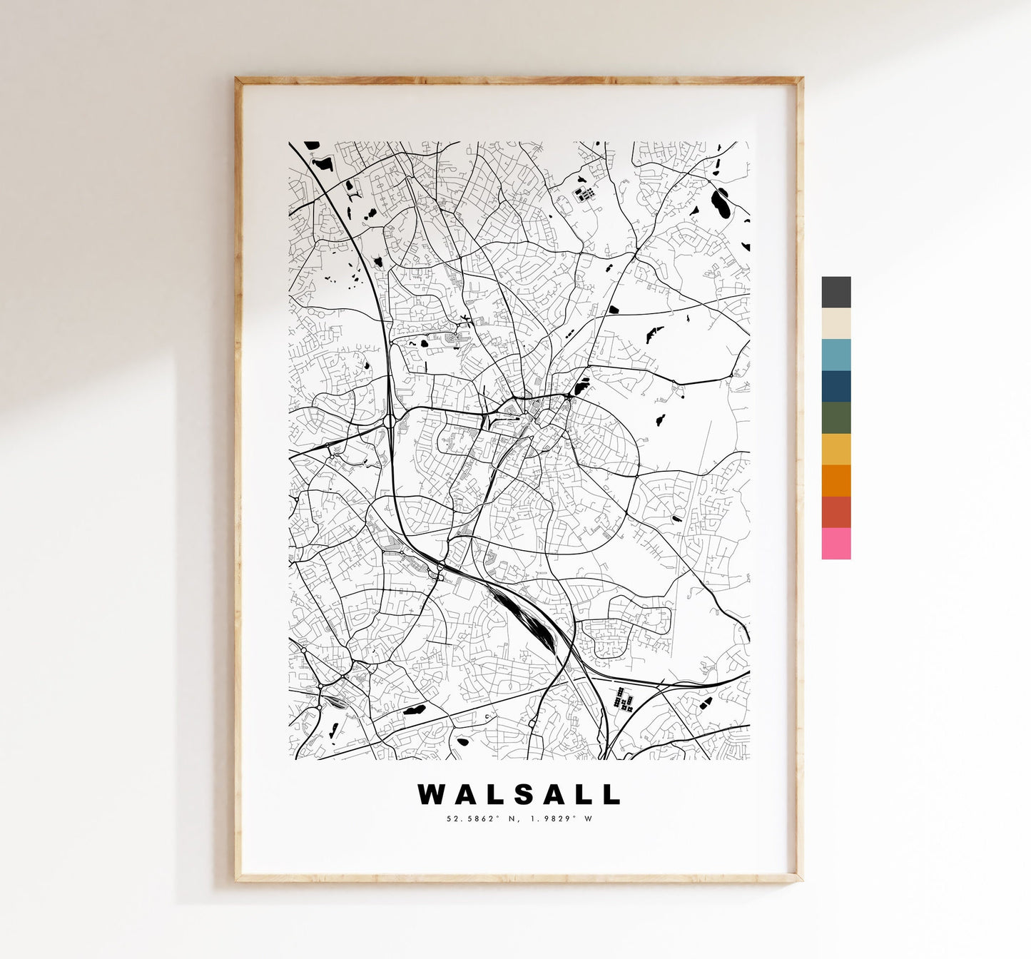 Walsall Map Print - Minimalist City Map Poster - Map Art - UK - Walsall Print - Walsall Poster - Different Colours Available