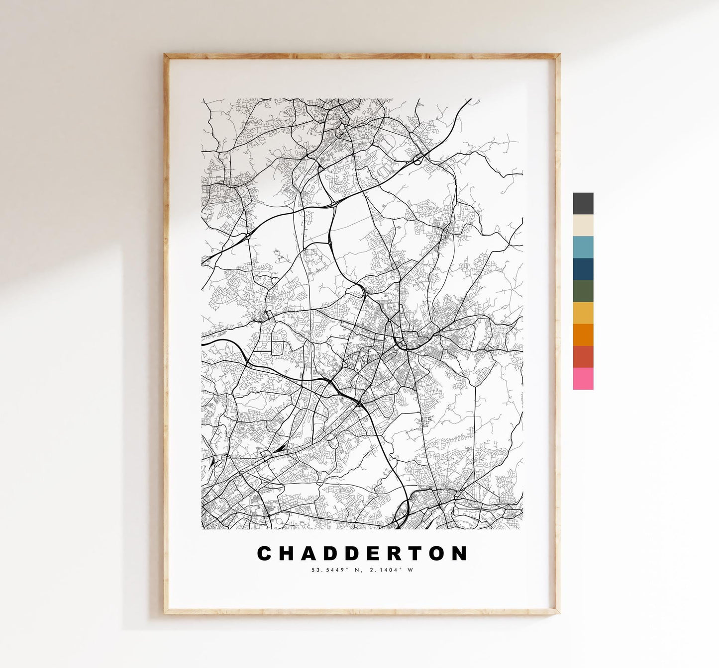 Chadderton Map Print - Minimalist City Map Poster - Map Art - UK - Chadderton Print - Chadderton, Manchester - Different Colours Available