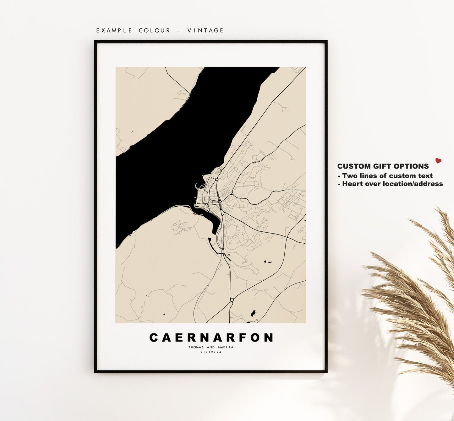 Caernarfon Map Print - Minimalist City Map Poster - Map Art - Wales - UK - Caernarfon Print - Caernarfon Poster - Different Colours Available