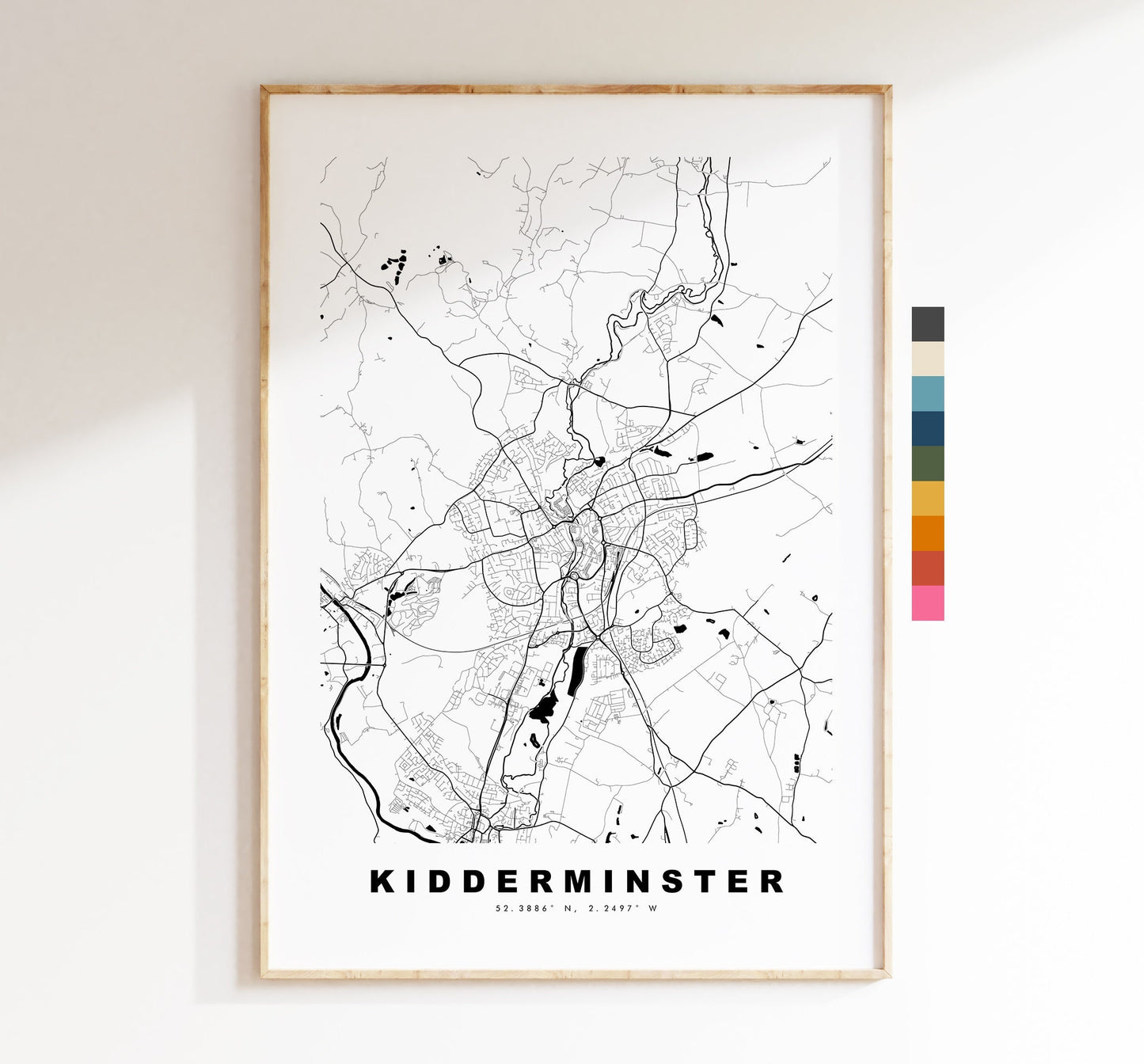 Kidderminster Map Print - Minimalist City Map Poster - Map Art - UK - Kidderminster Print - Kidderminster - Different Colours Available