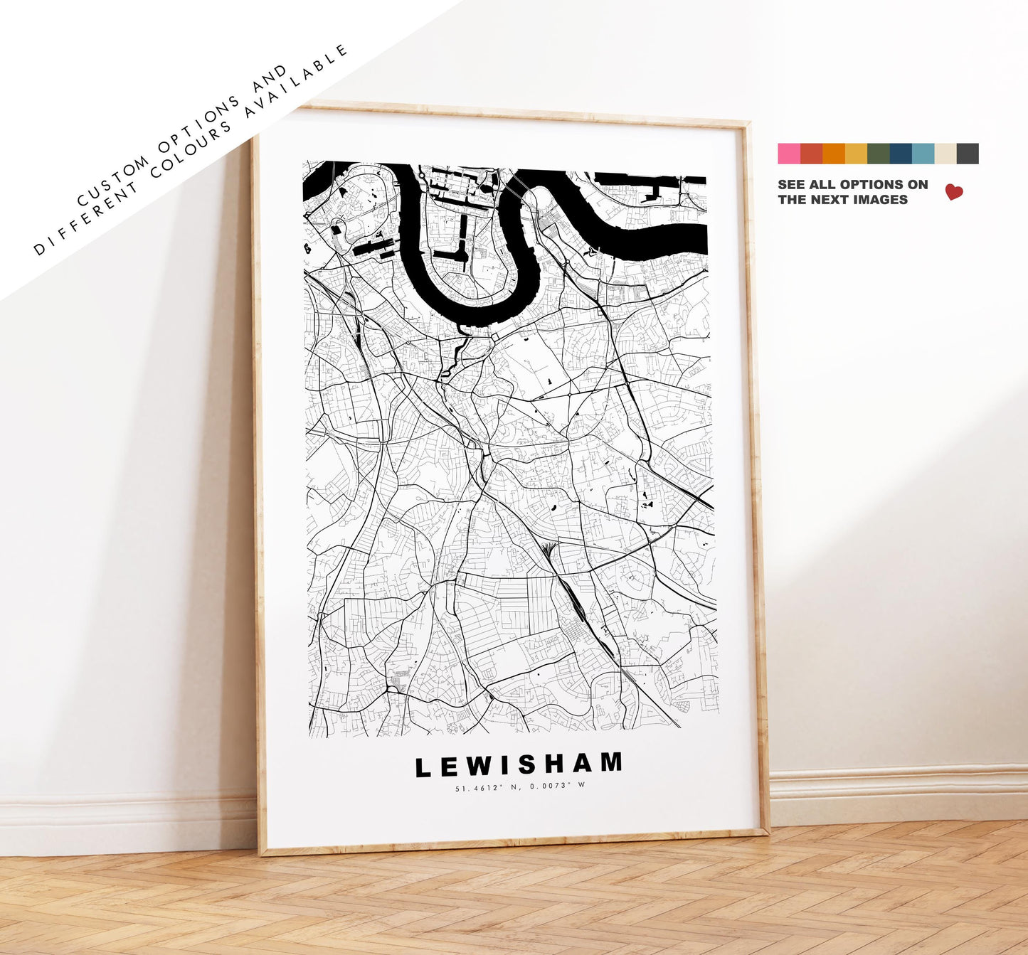 Lewisham Map Print - Minimalist City Map Poster - Map Art - UK - Lewisham Print - Lewisham, London - Different Colours Available