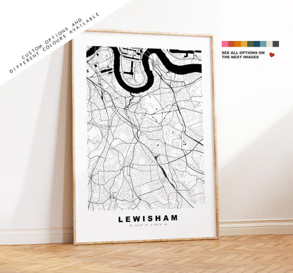 Lewisham Map Print - Minimalist City Map Poster - Map Art - UK - Lewisham Print - Lewisham, London - Different Colours Available