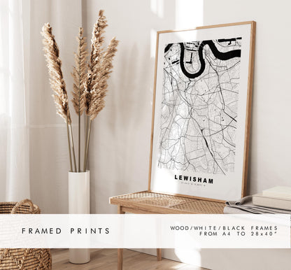 Lewisham Map Print - Minimalist City Map Poster - Map Art - UK - Lewisham Print - Lewisham, London - Different Colours Available