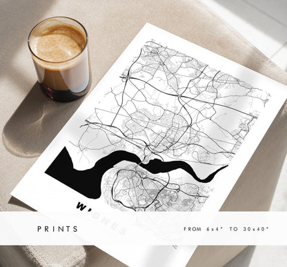Widnes Map Print - Minimalist City Map Poster - Map Art - UK - Widnes Print - Widnes Poster - Different Colours Available