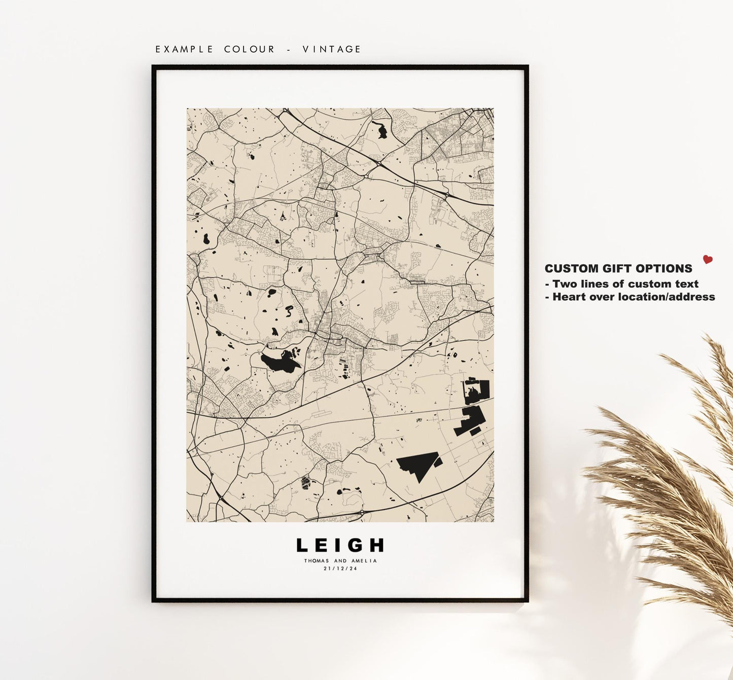 Leigh Map Print - Minimalist City Map Poster - Map Art - UK - Leigh Print - Leigh, Manchester - Different Colours Available
