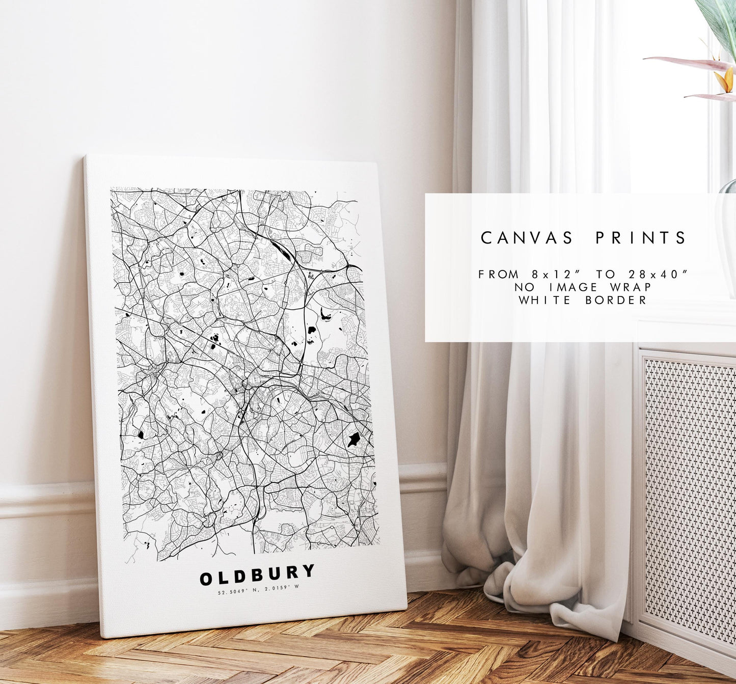 Oldbury Map Print - Minimalist City Map Poster - Map Art - UK - Oldbury Print - Oldbury, West Midlands - Different Colours Available