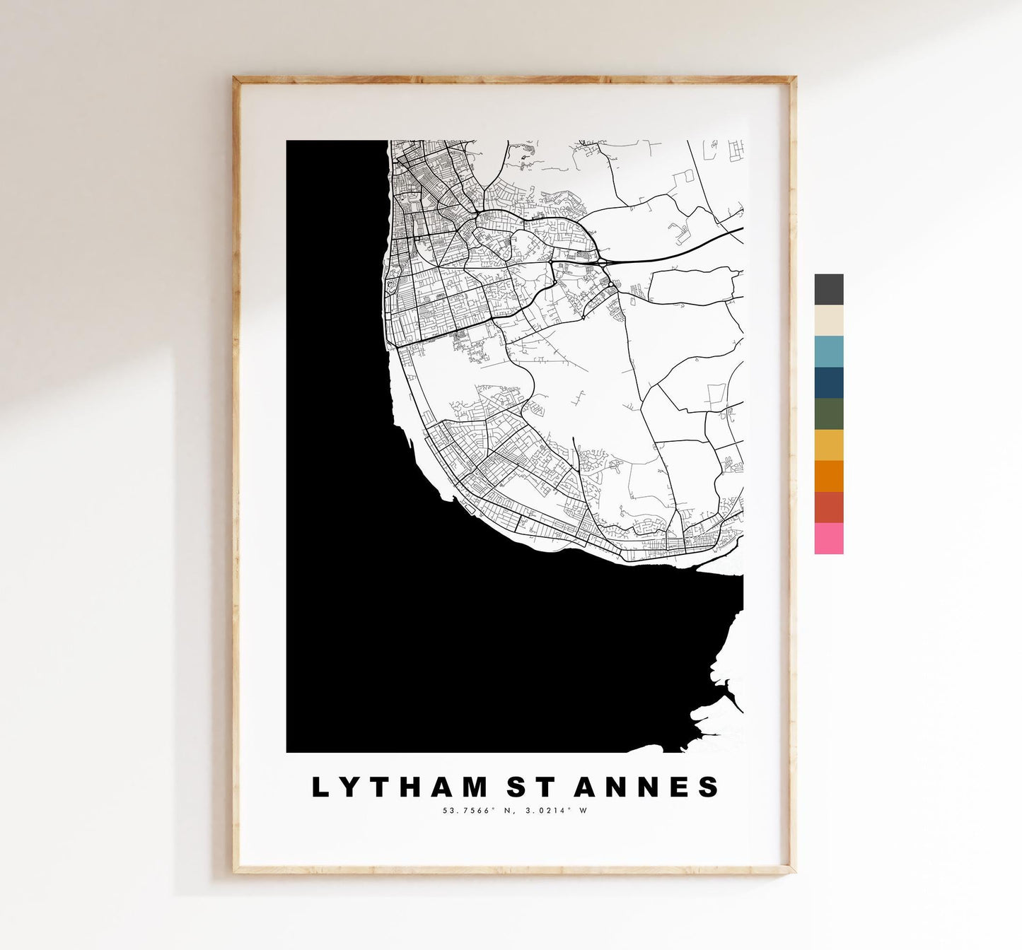 Lytham St Annes Map Print - Minimalist City Map Poster - Map Art - UK - Lytham St Annes Print - Lancashire - Different Colours Available