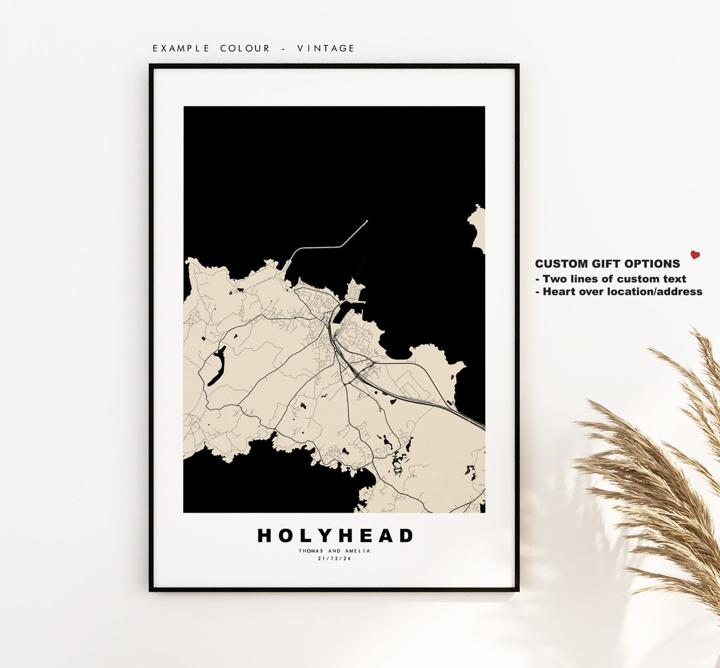 Holyhead Map Print - Minimalist City Map Poster - Map Art - Wales - UK - Holyhead Print - Holyhead Poster - Different Colours Available