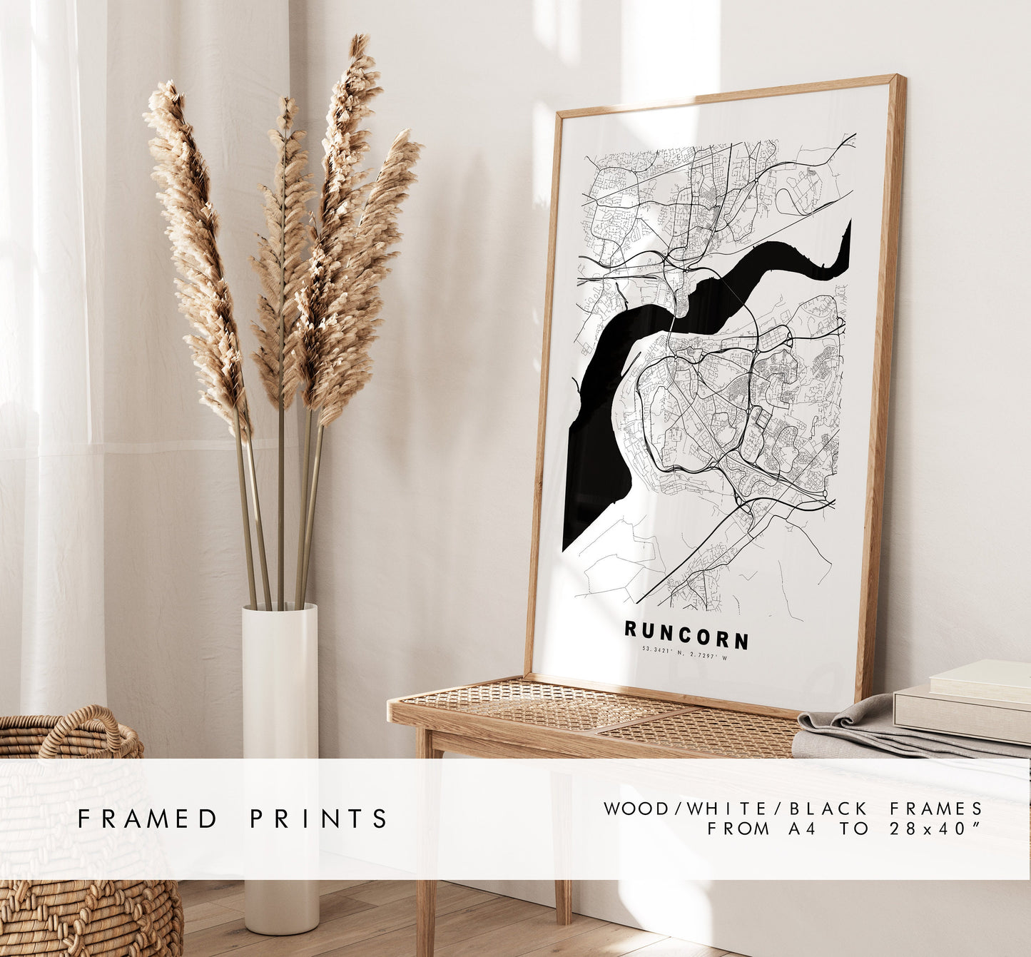 Runcorn Map Print - Minimalist City Map Poster - Map Art - UK - Runcorn Print - Runcorn Poster - Different Colours Available